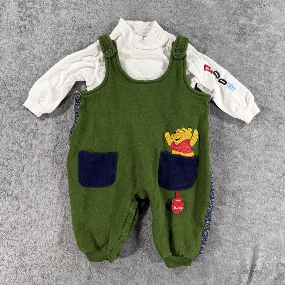 VTG 90s Y2K Disney Winnie the Pooh Honey Turtleneck Overall Romper 100 Acre Wood